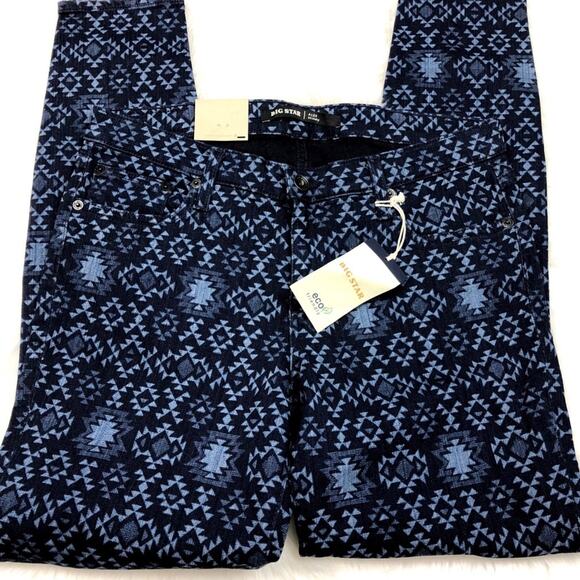 Big Star 31 NWT Womens Blue Aztec Alex Skinny Denim Jeans Jeggings - Picture 3 of 7